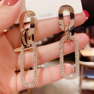 New 18k gold plated diamond luxury earrings